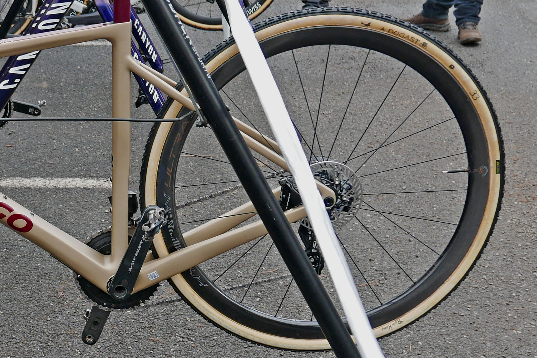 Campagnolo Super Record spider-based power meter prototype, Ryan Kamp Colnago G3-X, sneak peek, hollow backside in Team NL pits