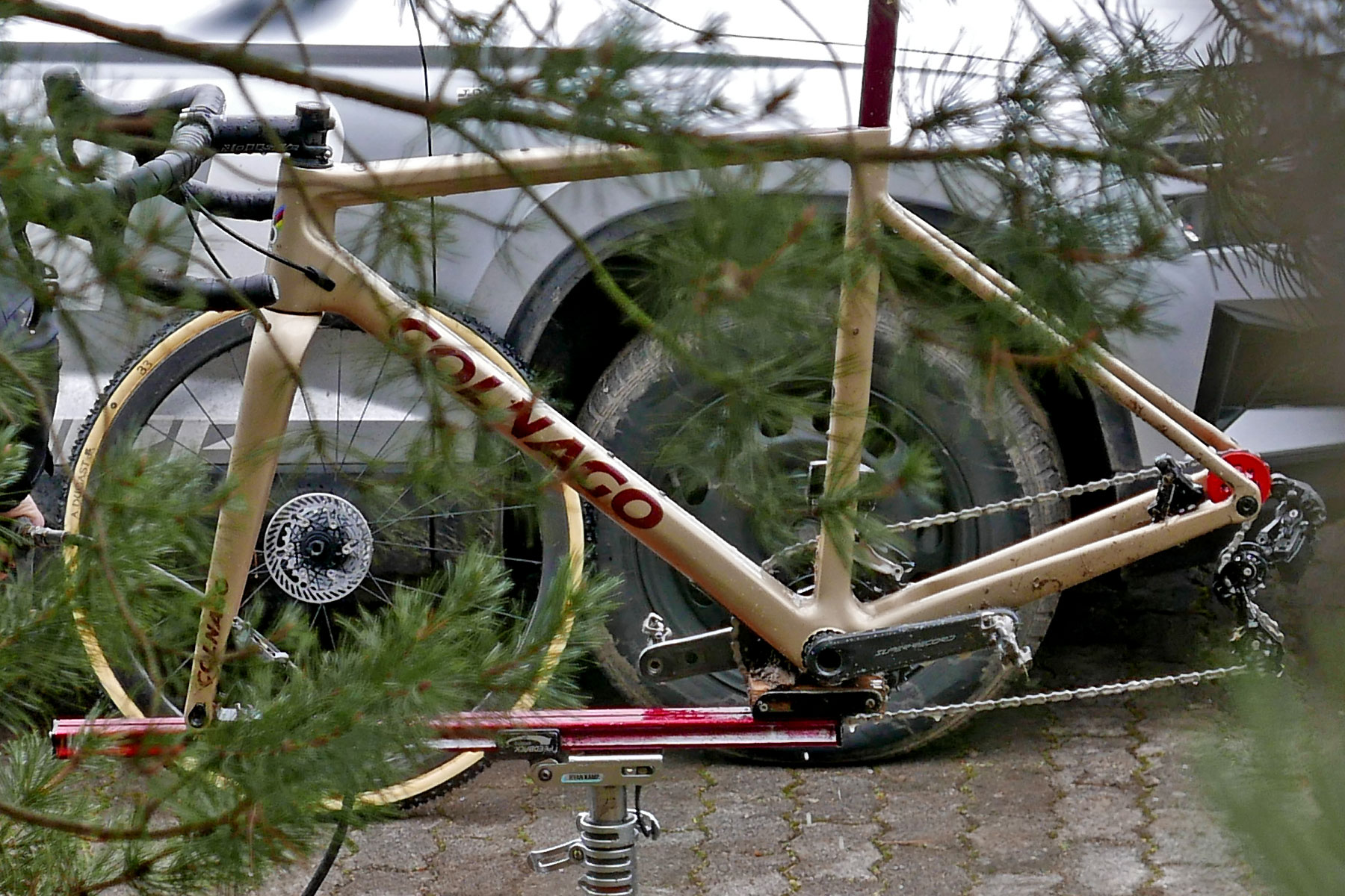 Spy Shot! Campagnolo Super Record spider-based power meter prototype, Ryan Kamp Colnago G3-X, sneak peek