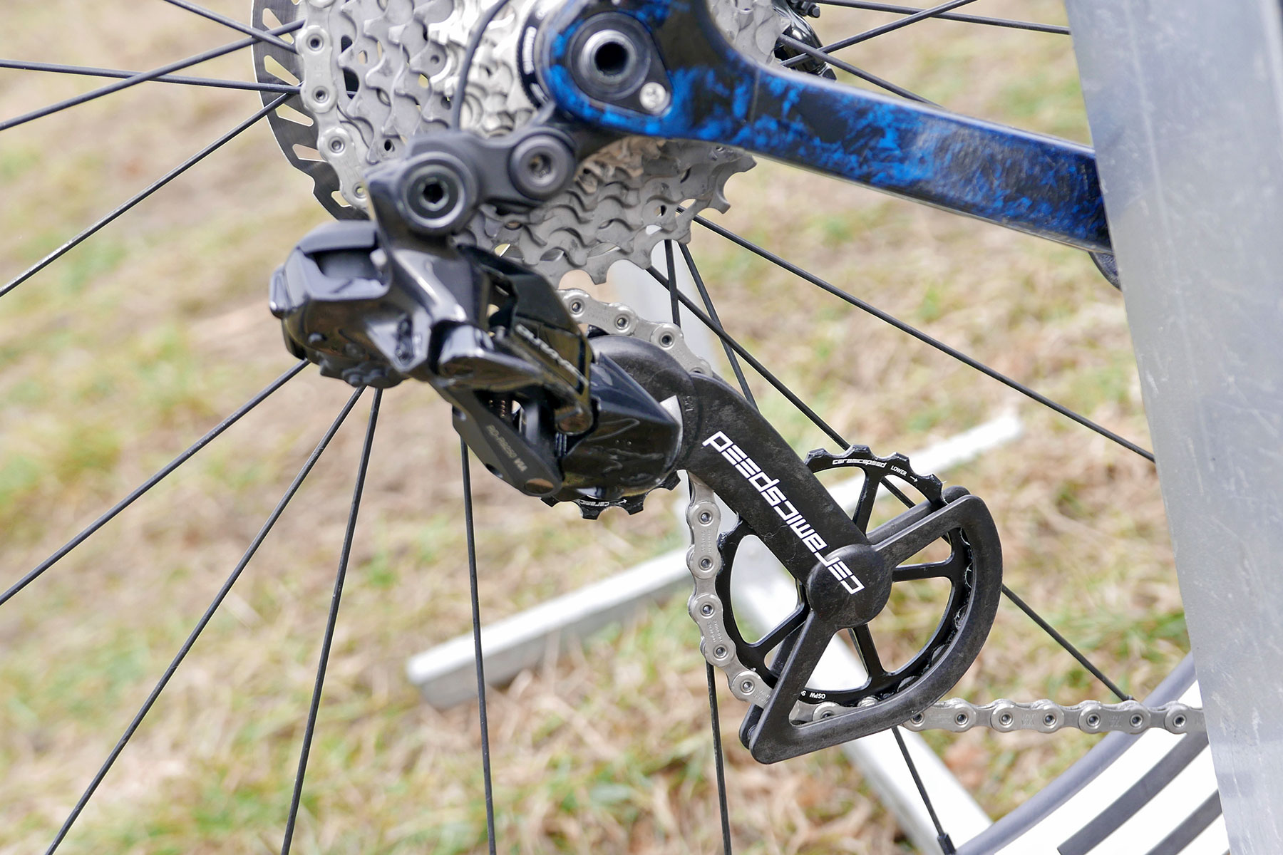 Prototype updated CeramicSpeed OSPW for Shimano Di2 vs. standard setup