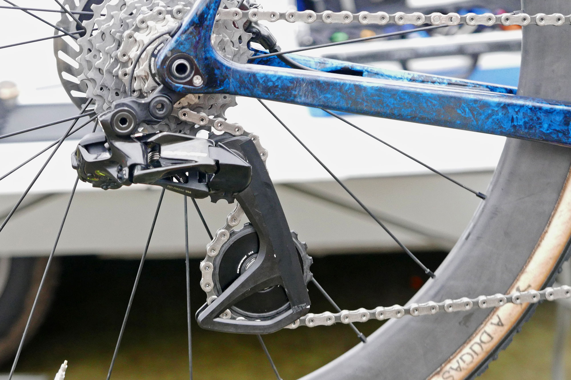 Prototype updated CeramicSpeed OSPW for Shimano Di2, up close at CX Worlds