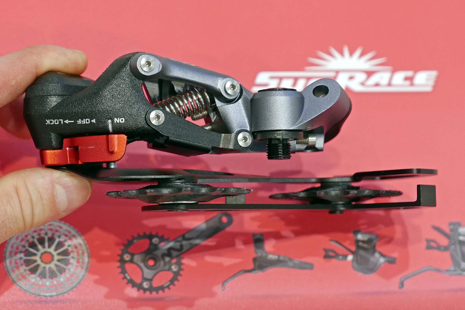 SunRace 12 speed prototype derailleur aims at XTR & XX, plus 11-51T cassette